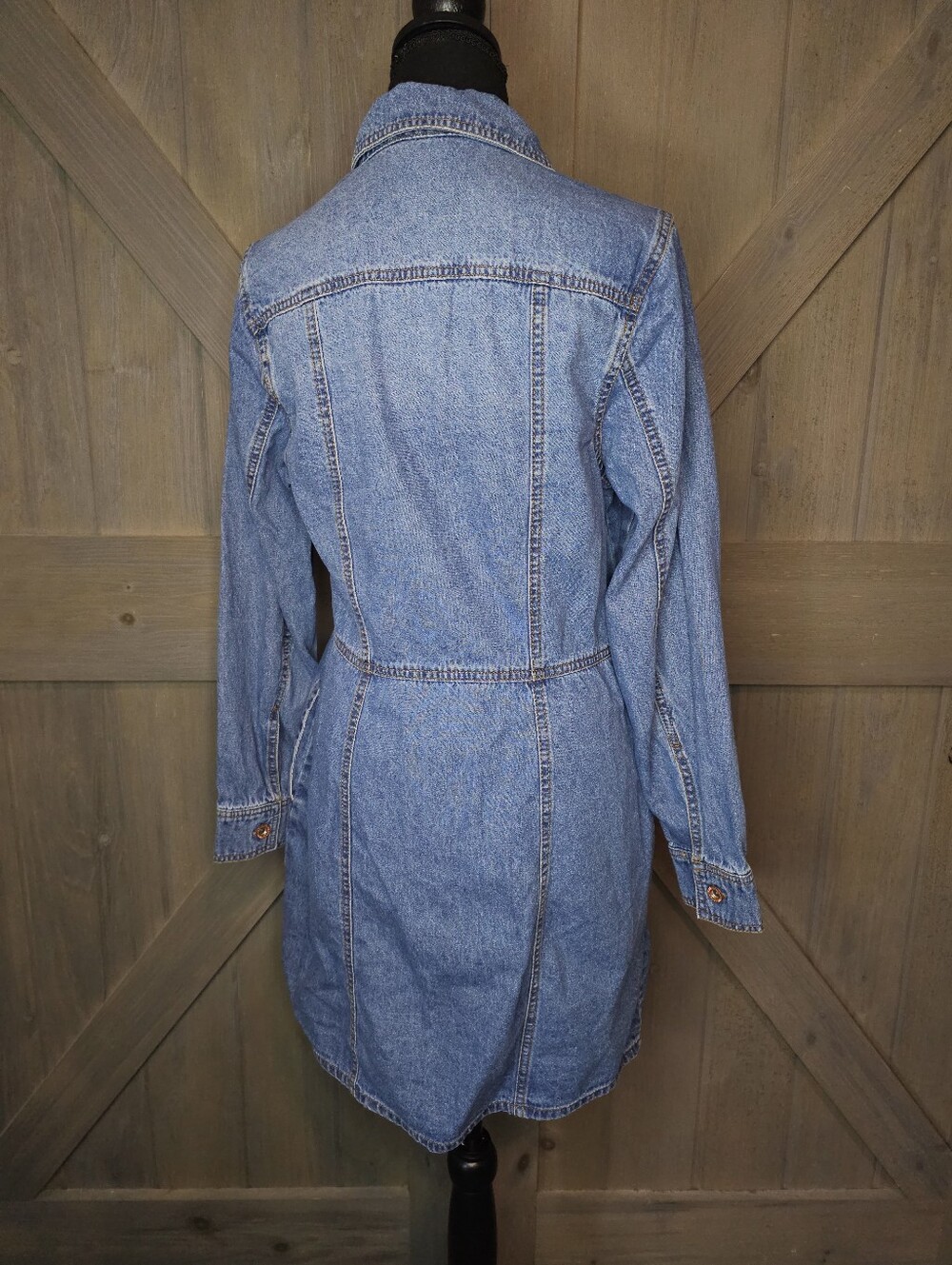 Frye Women's Light Wash Button-Front Long Sleeve Denim Dress sz Small - Picture 3 of 5